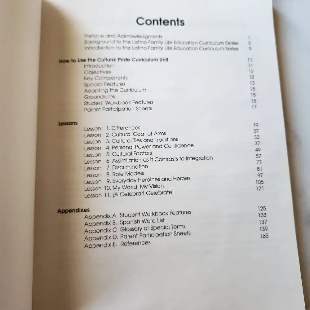 Cultural pride curriculum unit Latino family life educational series teachers re